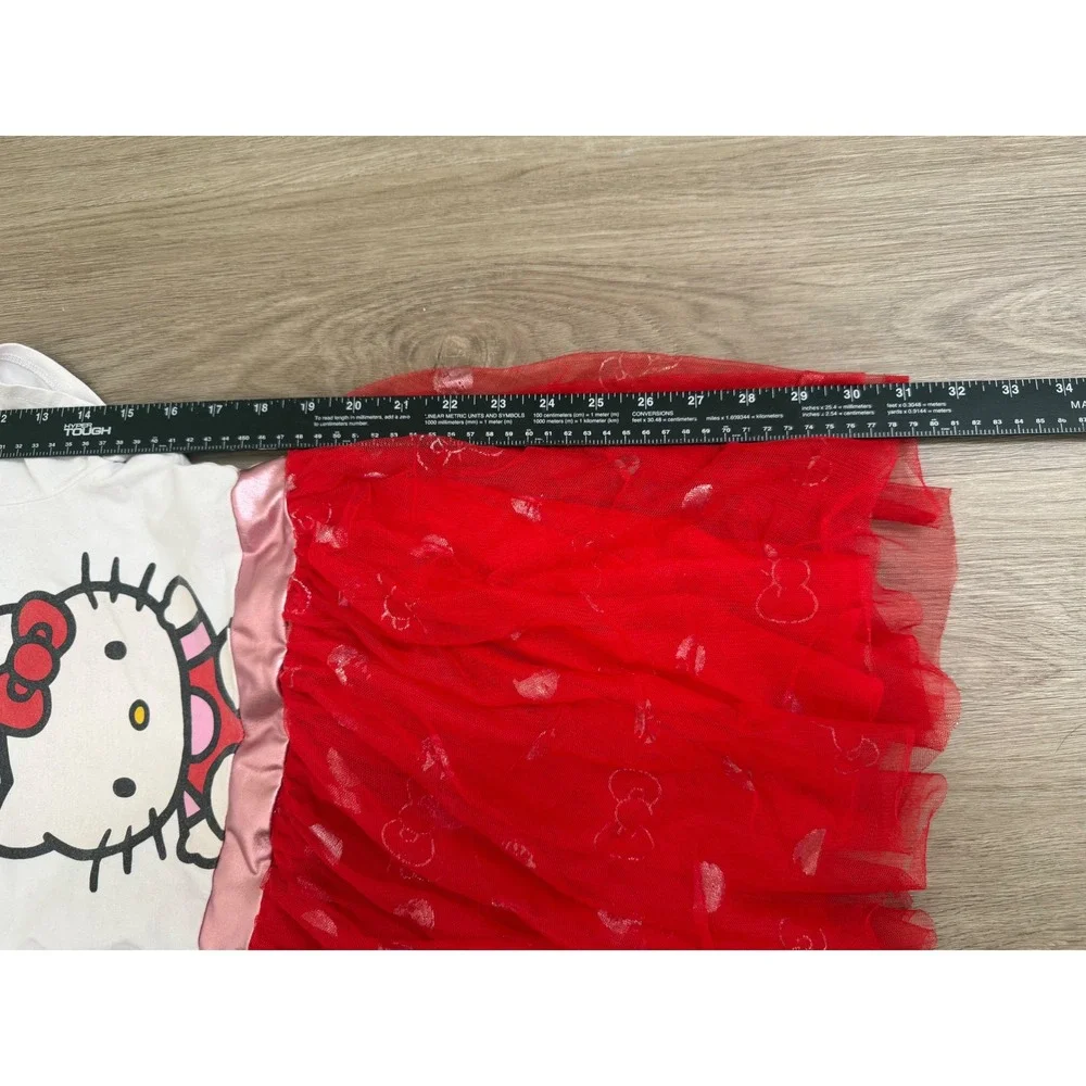 Hello Kitty Sanrio Girls Hooded Tulle Dress White Red Size XS 4/5